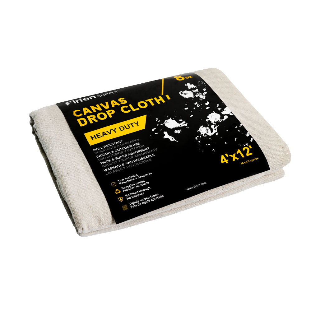 Heavy-Duty 8oz Cotton Canvas Drop Cloth (4ft x 12ft)